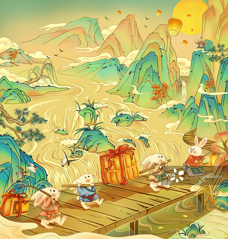 行至深山处，访一老神仙，共话中秋图片素材