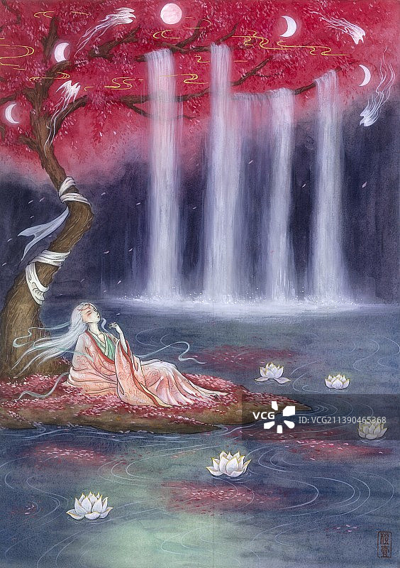 山海经扶桑树中国风商业插画图片素材