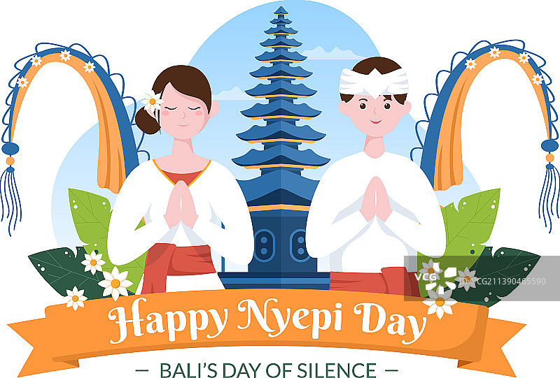 安宁日或巴厘岛印度教静居日图片素材