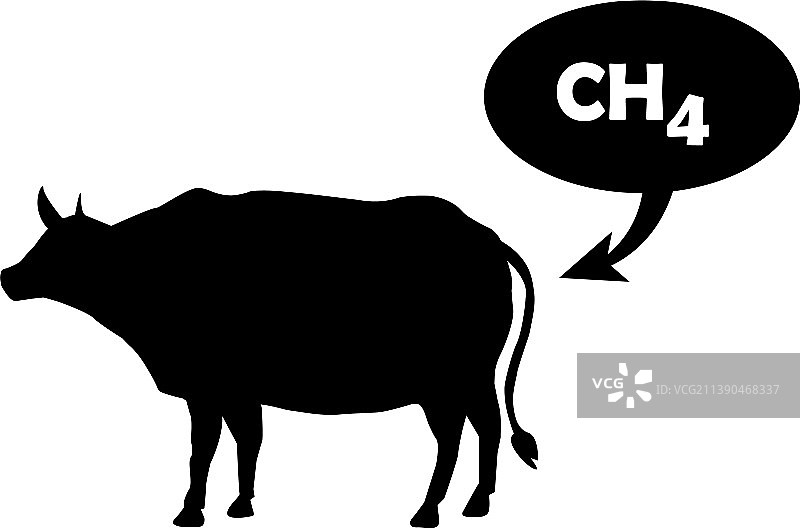 奶牛排放的甲烷气体CH4图片素材