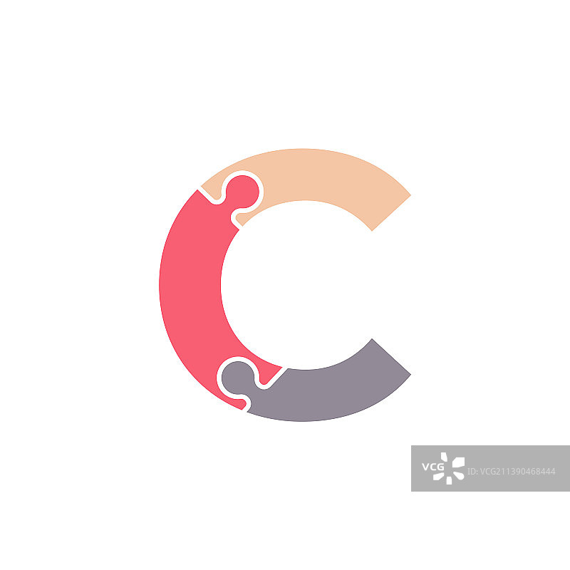 C字母团队拼图标志图片素材