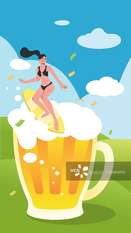 夏日烧烤啤酒美食插画图片素材