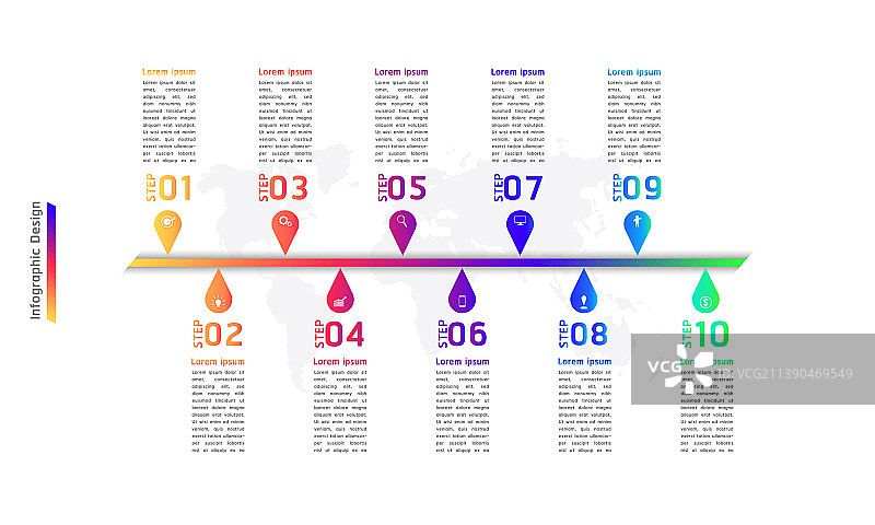 10步时间轴标记点信息图设计图片素材