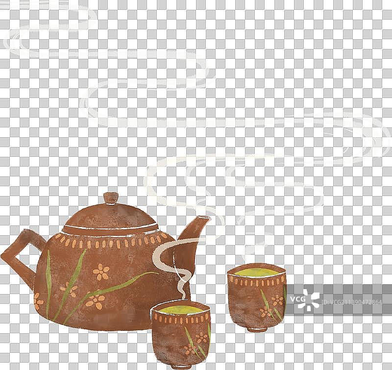 古典中式一壶热茶和两杯茶图片素材