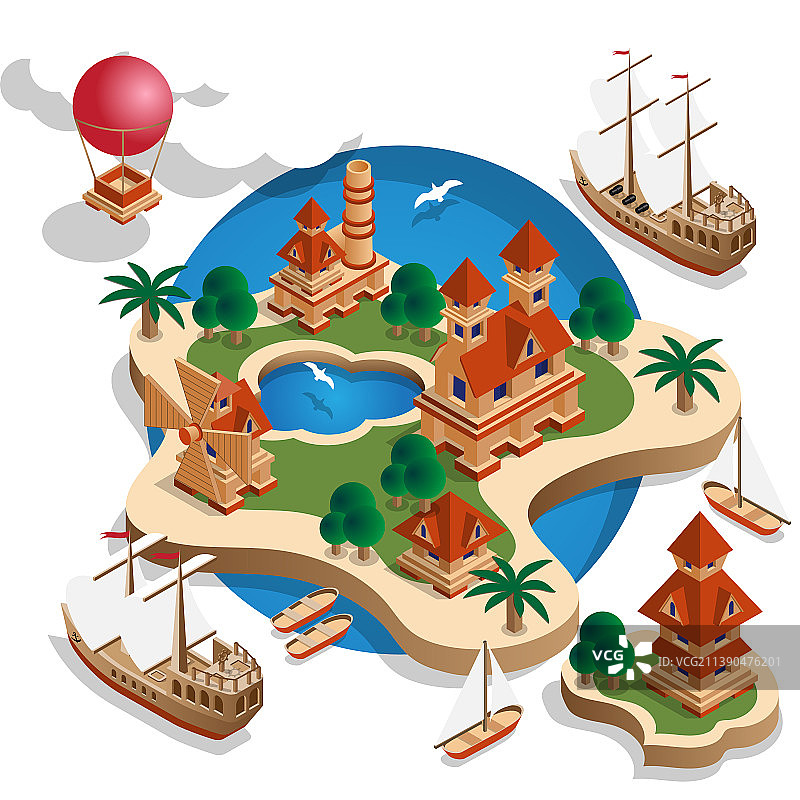 中世纪岛屿风光图片素材
