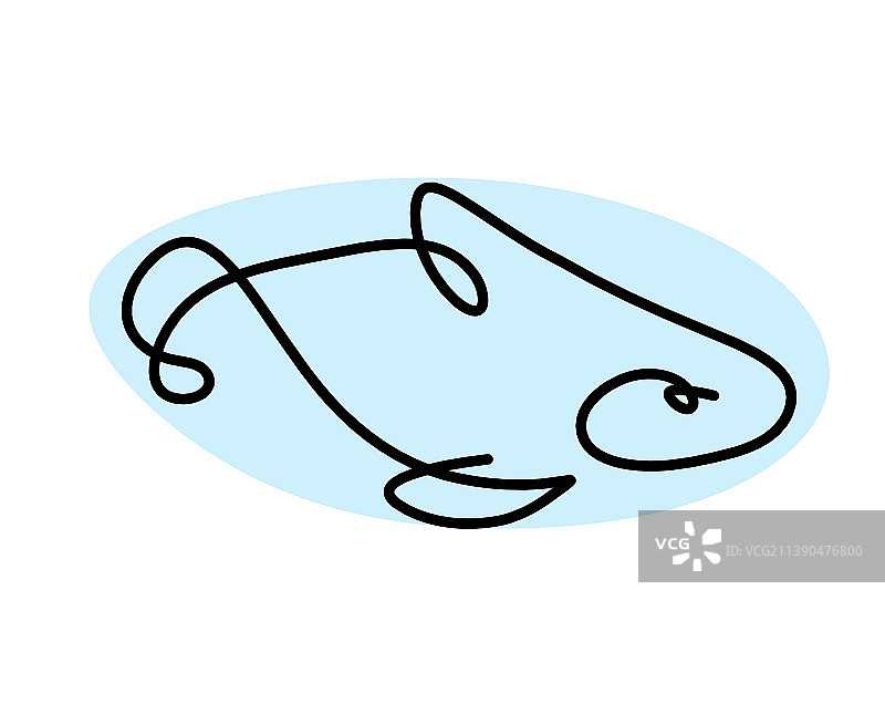 鱼的彩色剪影线条画图片素材