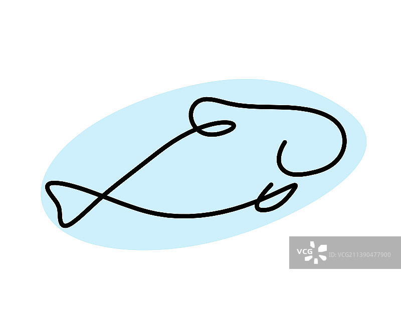 鱼的彩色剪影线条画图片素材