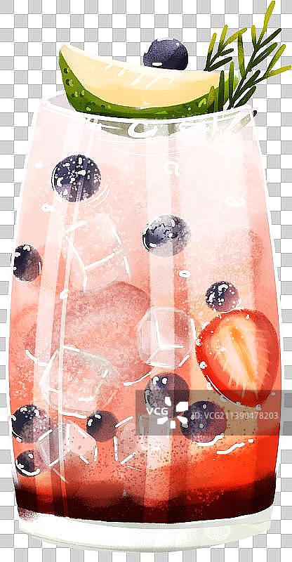 夏季蓝莓草莓双拼冷饮冰品图片素材