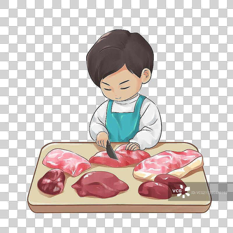 男人肉摊切肉图片素材