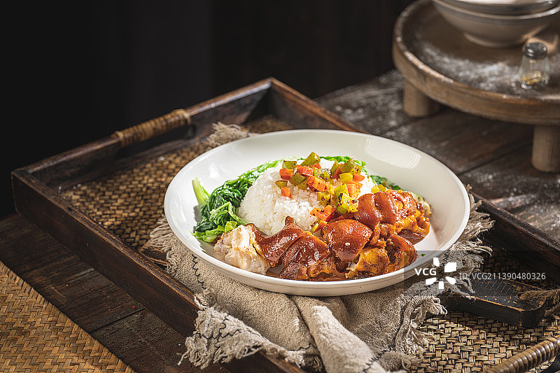 家乡 复古风 乡村风 中式 美食 猪脚饭 卤肉饭 盖饭 拌饭图片素材