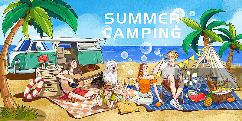 沙滩露营图片素材