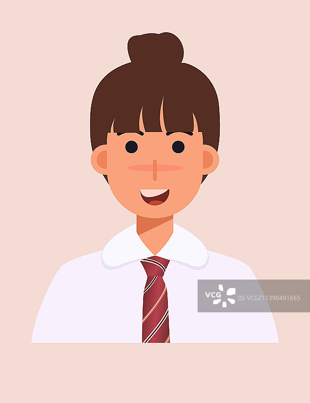 可爱的长发女孩头像证件照矢量插画素材图片素材