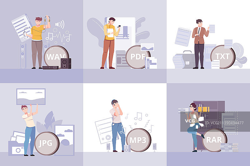 文件扩展名方形组合图片素材