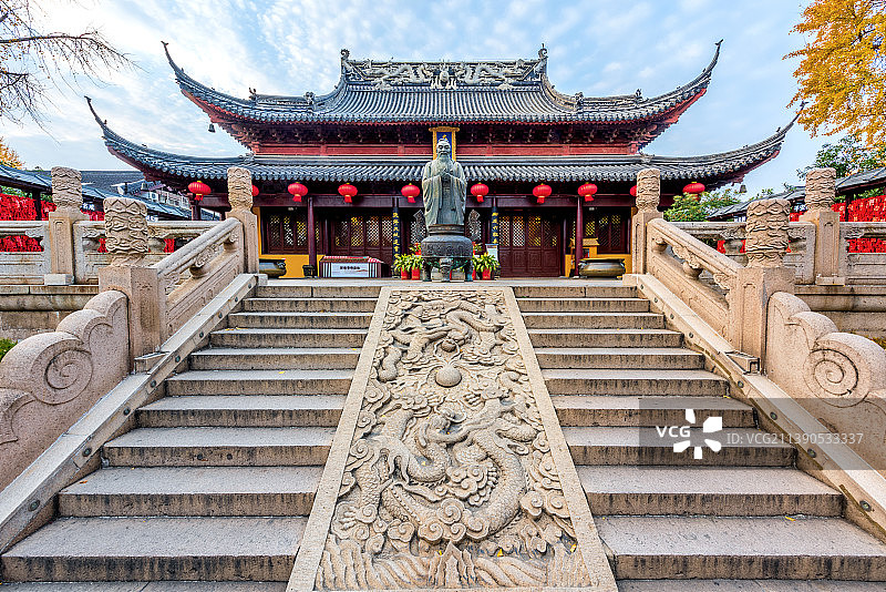中国江苏南京夫子庙大成殿的丹陛石图片素材