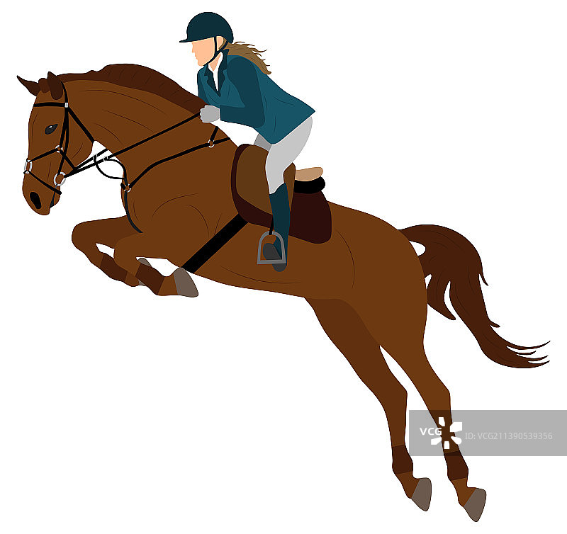 马术运动中的骑手和跳跃的马图片素材