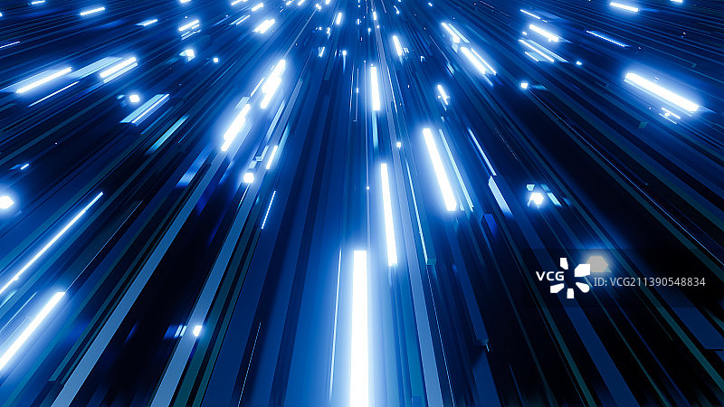 科幻抽象几何形状光速穿梭在隧道之中图片素材