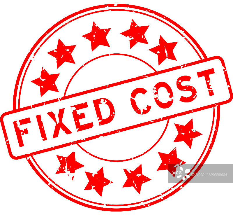 红色固定成本词语星标圆形橡胶印章图片素材