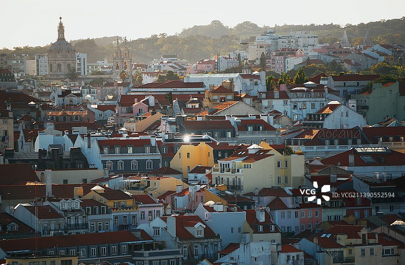 城市景观对天空的高角度视图图片素材