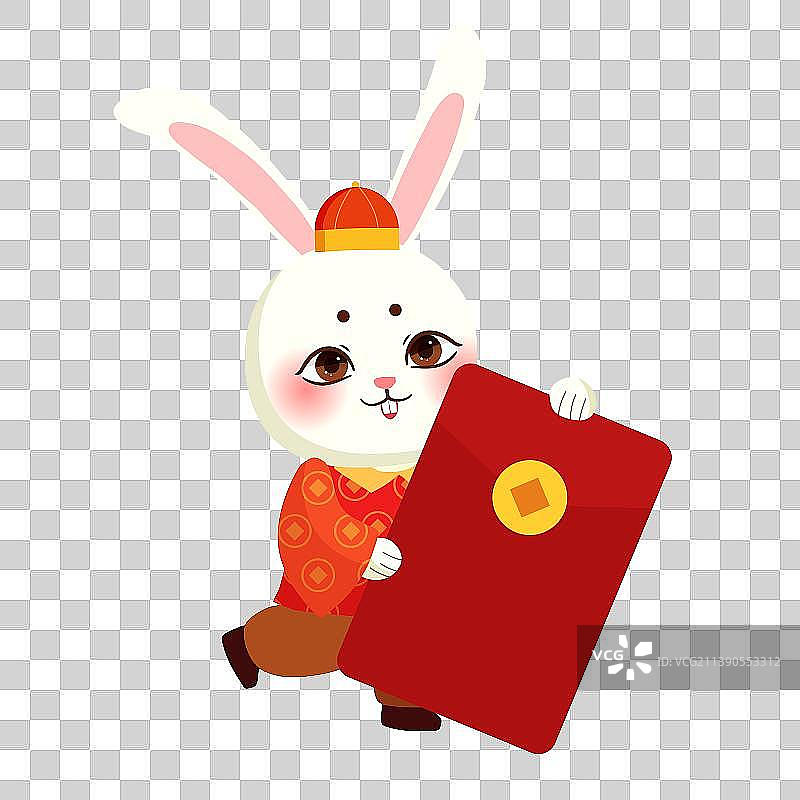 2023年兔年吉祥物兔子拟人卡通红包图片素材