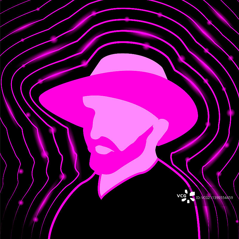 抽象霓虹数字艺术与梵高图片素材