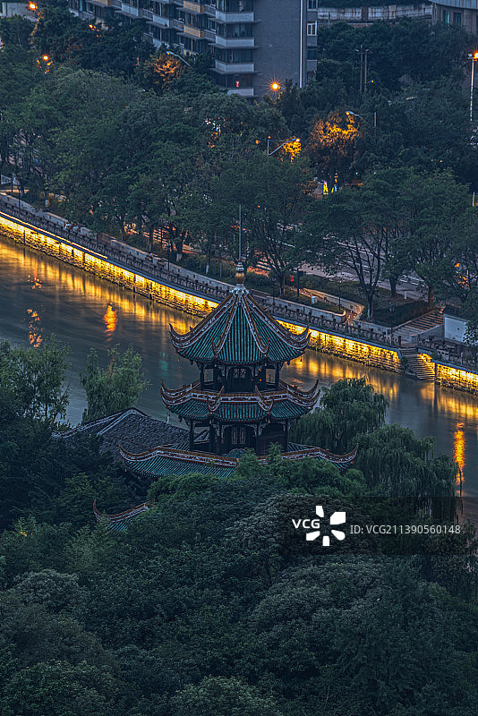 成都锦江区望江公园夜景图片素材