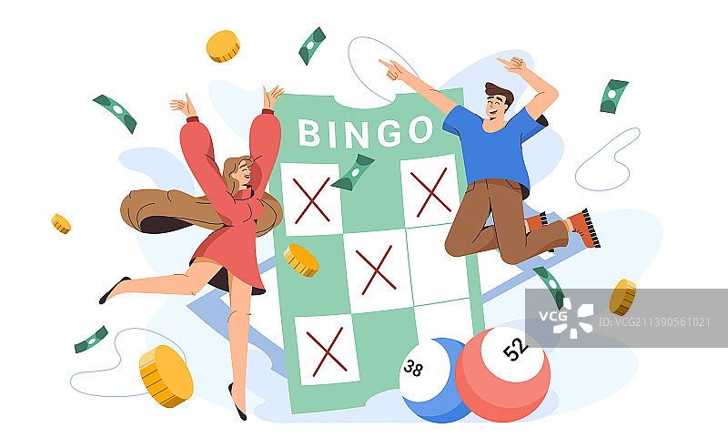 手持中奖彩票的快乐人群图片素材