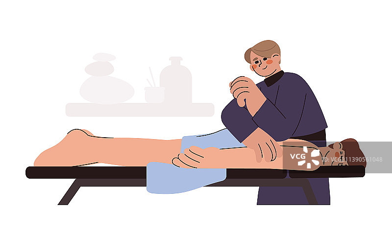 扁平风格脊椎按摩师为病人按摩治疗图片素材