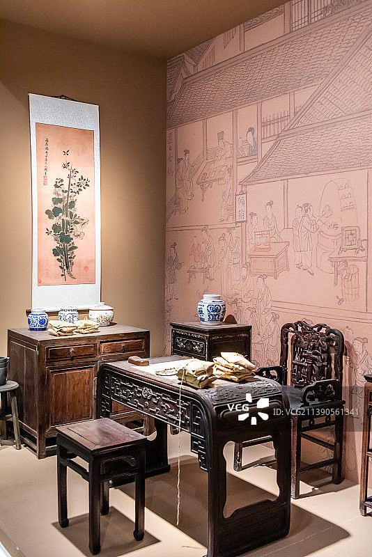 古代中草药药房药柜图片素材