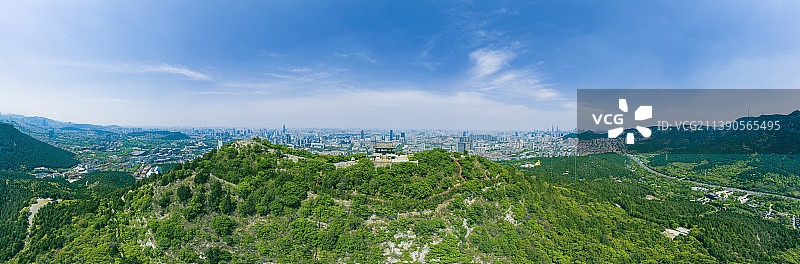 山东济南千佛山全景航拍图片素材