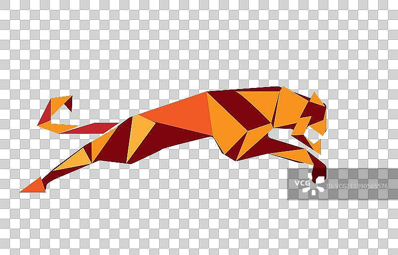 奔跑中的豹子的折纸效果图图片素材