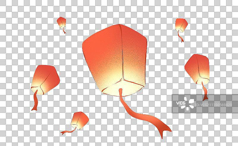 夜空中的孔明灯插画图片素材