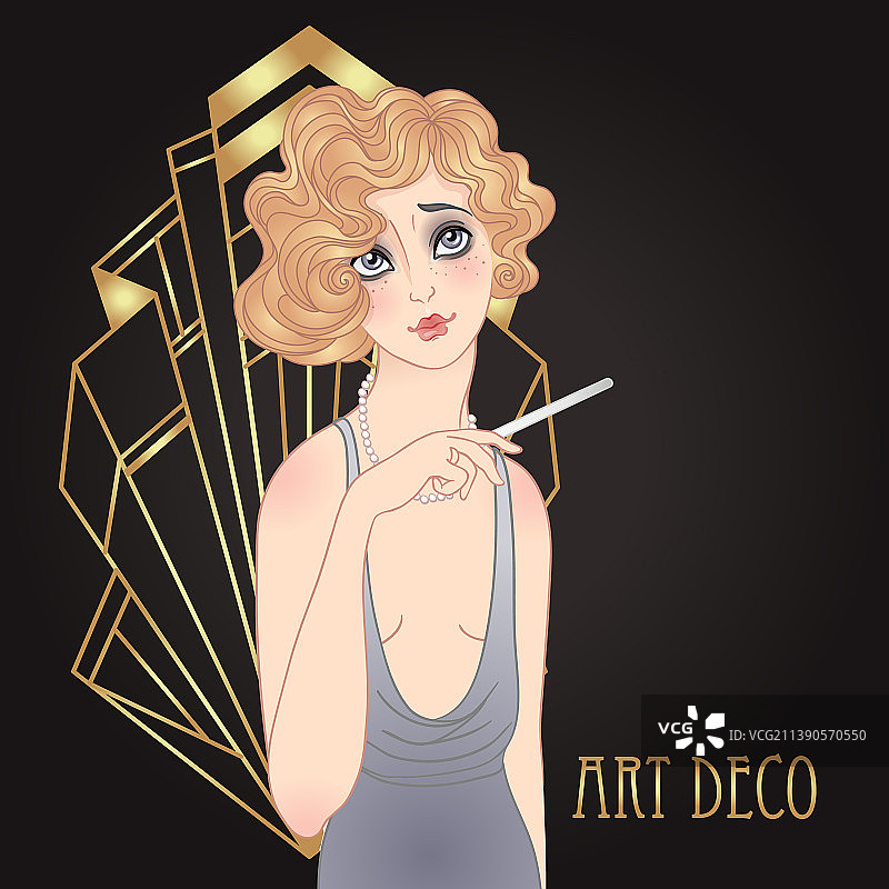 装饰艺术风格的摩登女郎图片素材