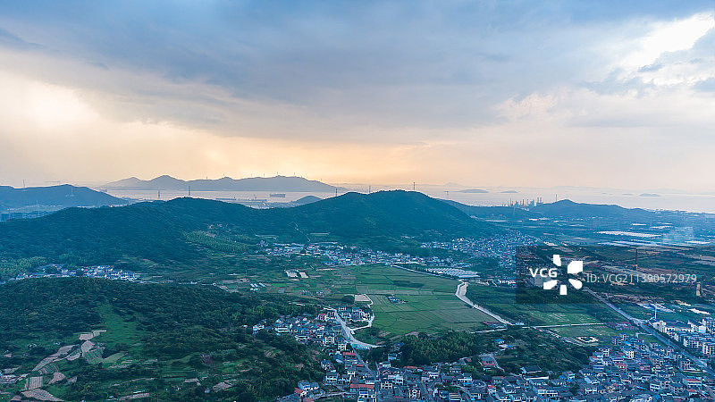 浙江舟山定海区航拍风光图片素材