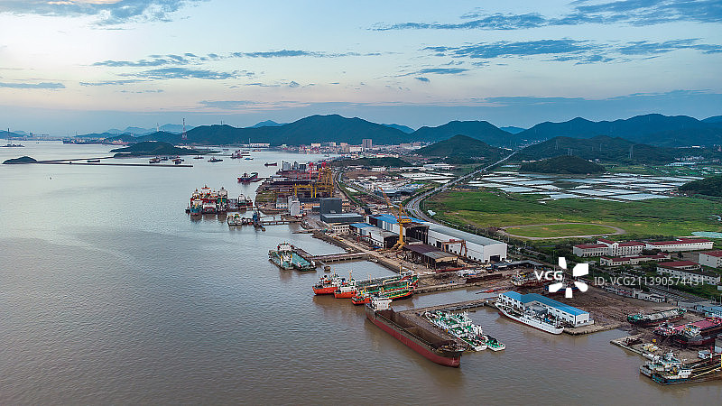 浙江舟山市定海区三江码头航拍景观图片素材
