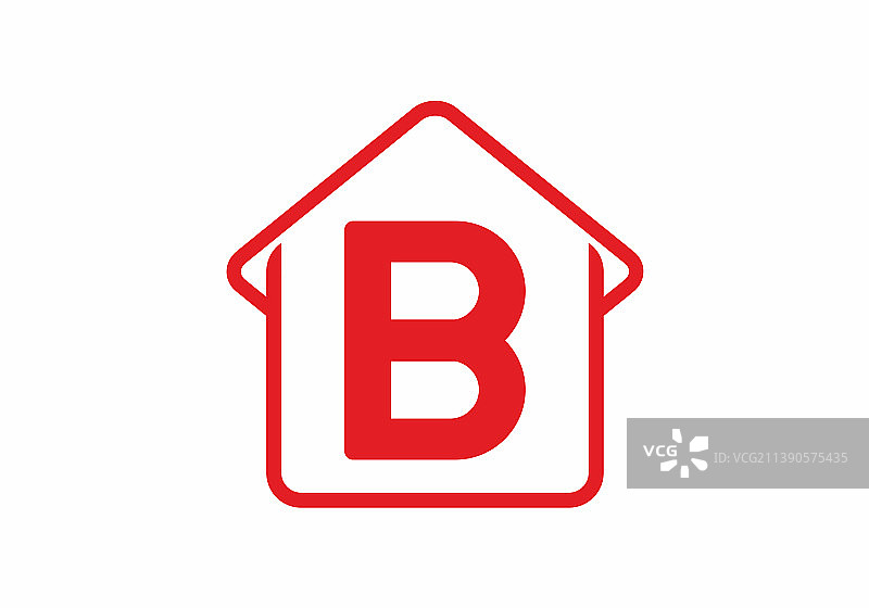 红色房屋图标中的红色字母B图片素材