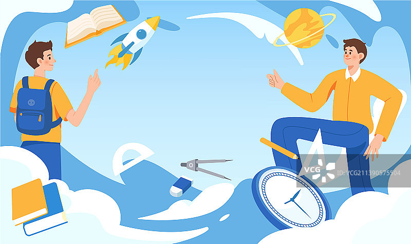 在线教育开学矢量分层插画图片素材