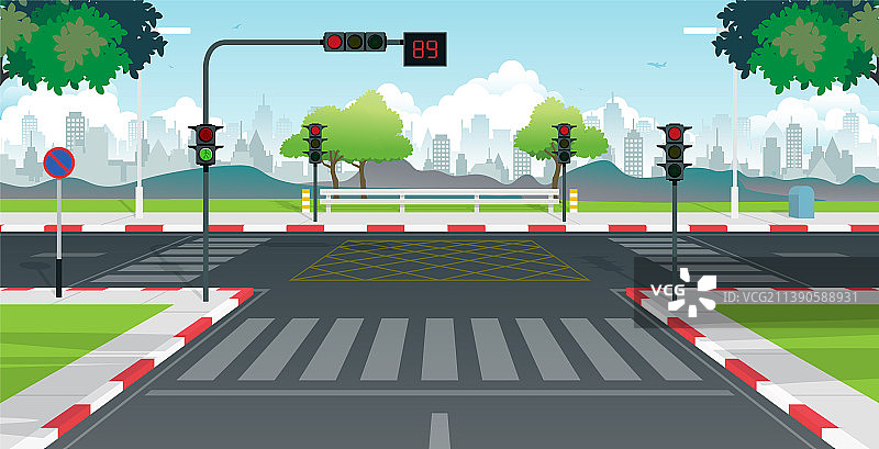 城市中的三个红灯图片素材