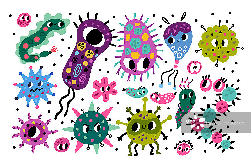 可爱的细菌卡通形象图片素材