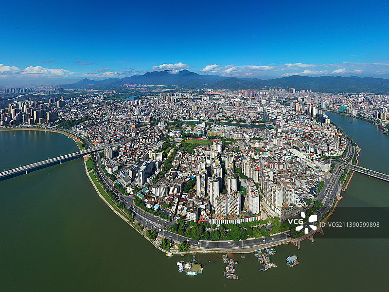 广东省河源市源城区河源文化广场体育馆航拍图片素材