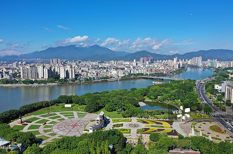 广东省河源市源城区河源文化广场体育馆航拍图片素材