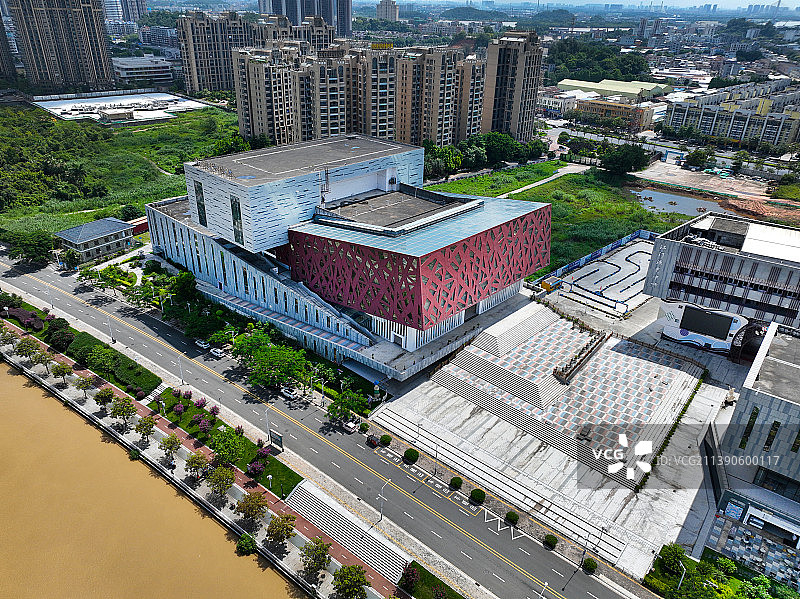 广东省江门市江海区江门演艺中心东华大桥航拍图片素材