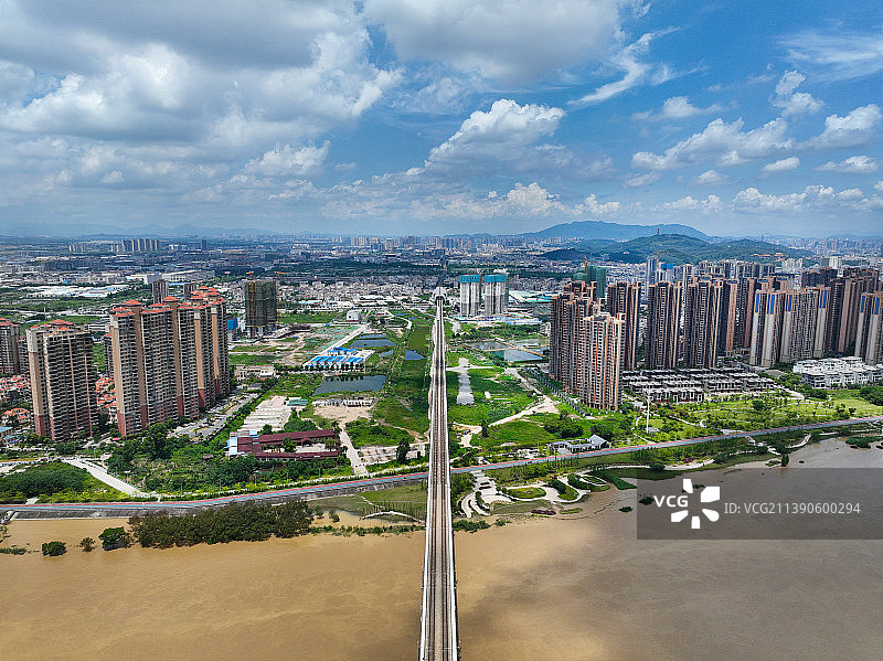 广东省江门市江海区外海大桥航拍图片素材