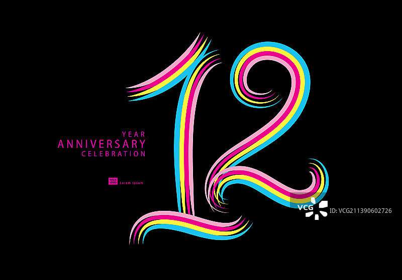 12周年彩色庆典标志图片素材