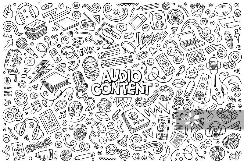 音频内容主题对象和符号图片素材