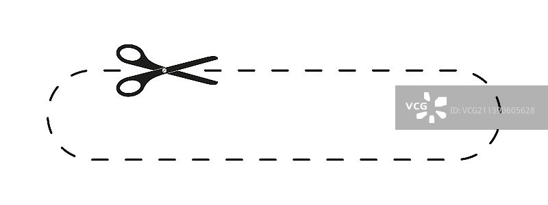 剪刀沿虚线剪裁优惠券图片素材