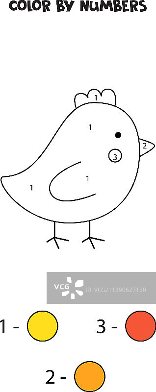 可爱复活节小鸡数字填色表图片素材