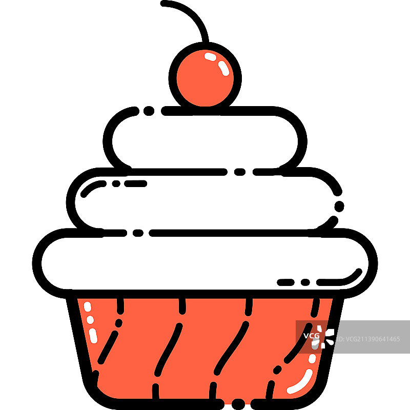 白色背景奶油蛋糕扁平图标图片素材