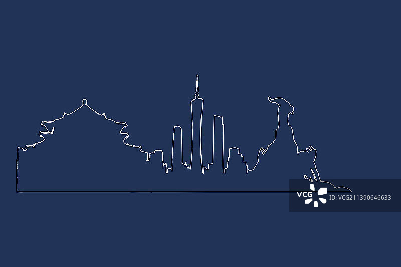 广州城市地标建筑线稿图片素材