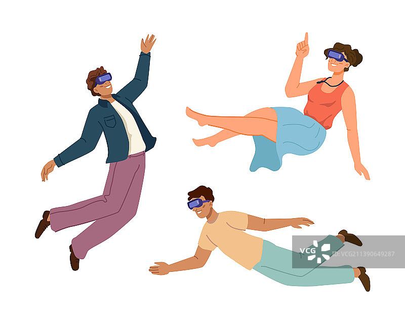 漂浮在VR眼镜中的人们的元宇宙概念图片素材