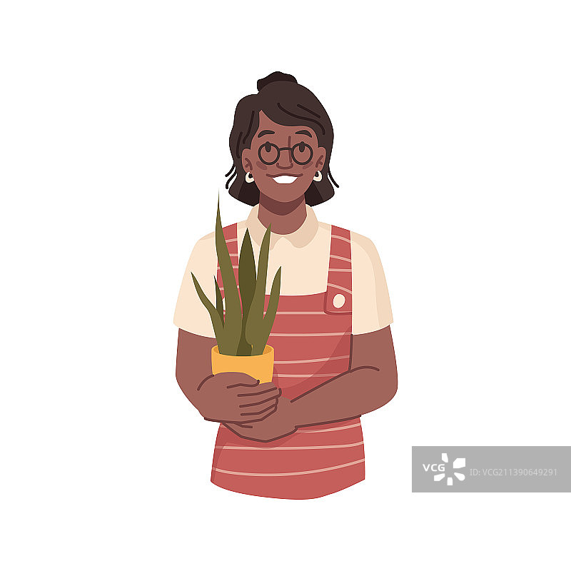 女人在花盆里种植花卉图片素材